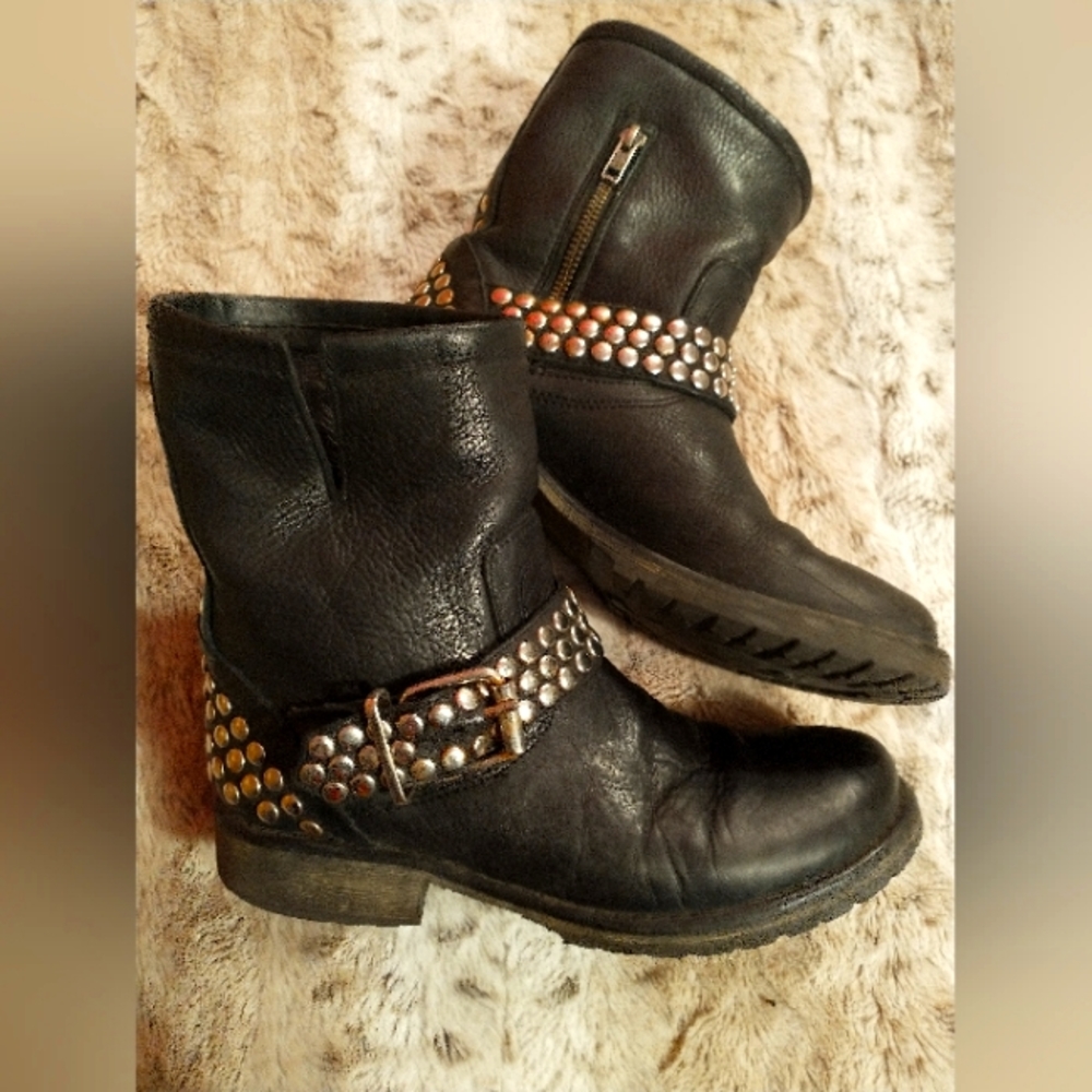Steve Madden Leather Biker Boots Sz 7.5